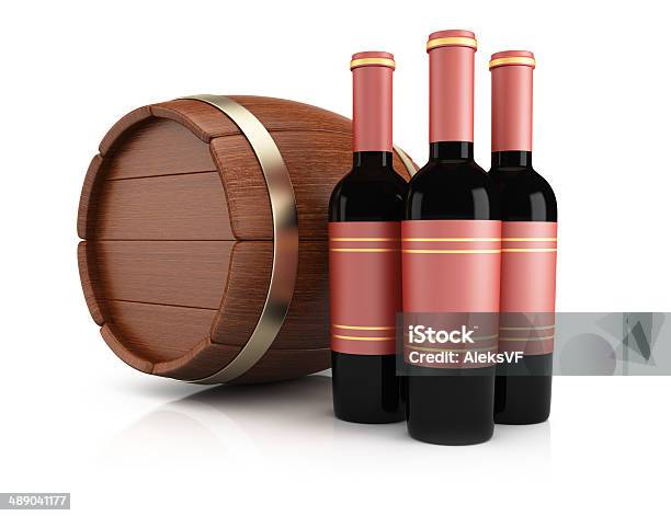 Wine Bottles And Barrel Stock Photo - Download Image Now - Alcohol - Drink, Barrel, Bottle