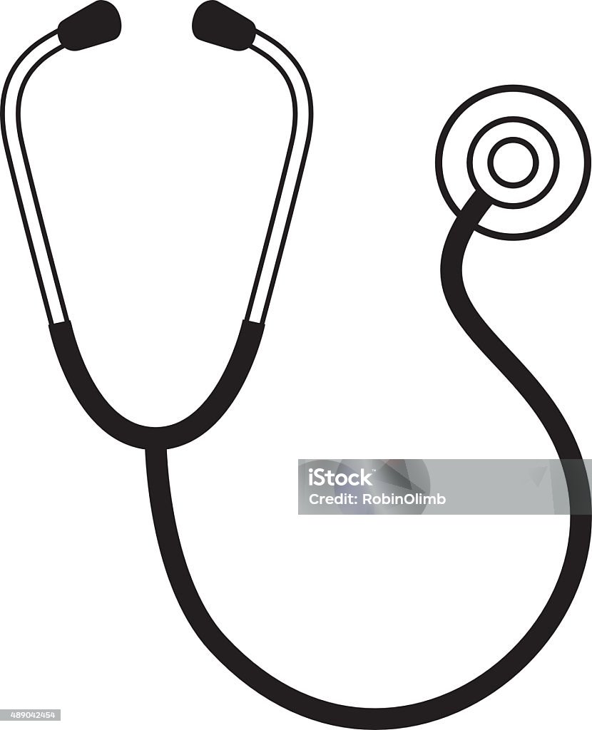 Black And White Stethoscope Stock Illustration - Download Image
