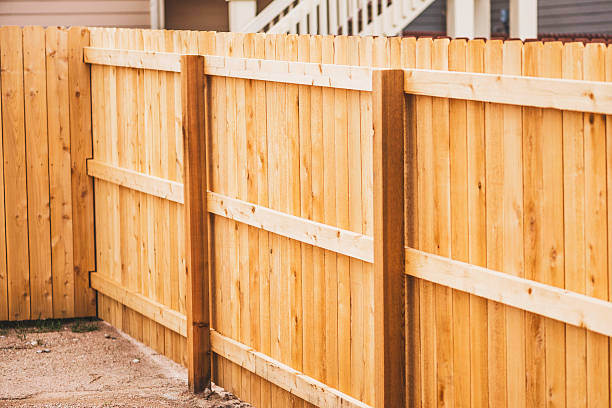 istock Newly installed fencing in back yard 489042892