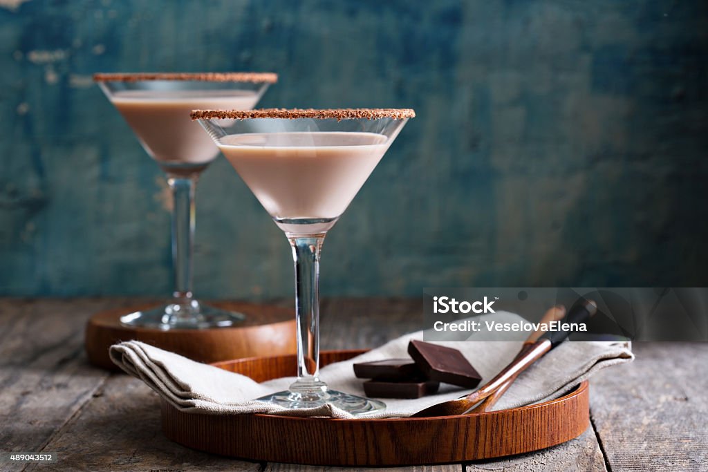 Chocolate martini coctail Chocolate martini coctail made from chocolate, cream and vodka 2015 Stock Photo