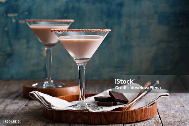 Chocolate Martini Coctail Stock Photo - Download Image Now - 2015, Backgrounds, Blue