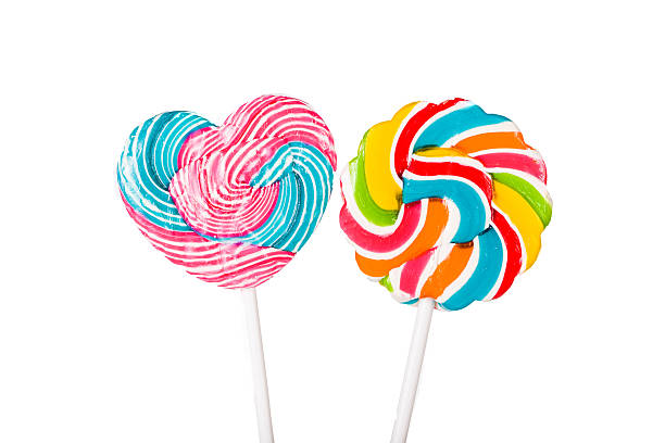 istock Heart shaped and colorful sweet lollipop 489044096