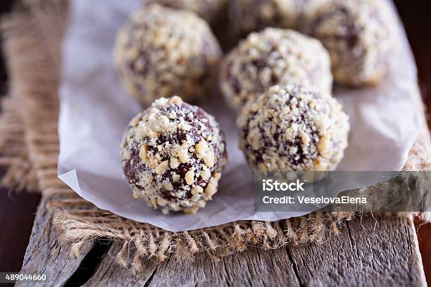 Chocolate Truffles With Peanut Butter Stock Photo - Download Image Now - 2015, Baked Pastry Item, Brown