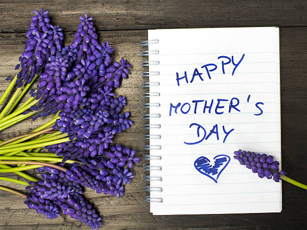 istock Muscari bouquet and notepad with words 