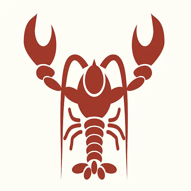 Vector illustration of silhouette of red lobster