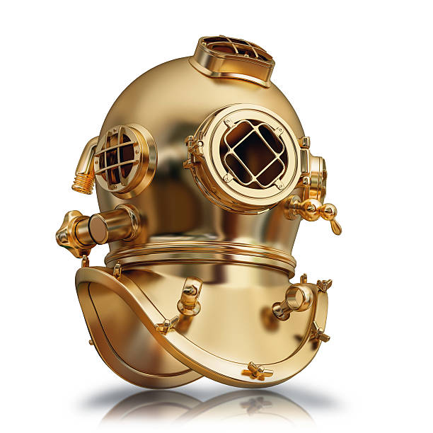 illustration of a golden diving helmet High resolution 3d