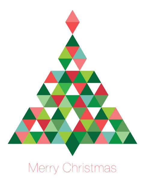 geometric christmas tree - silhouette christmas holiday illustration and painting stock illustrations