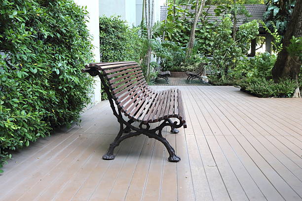 istock bench in the park Bangkok,Thailand 489076072