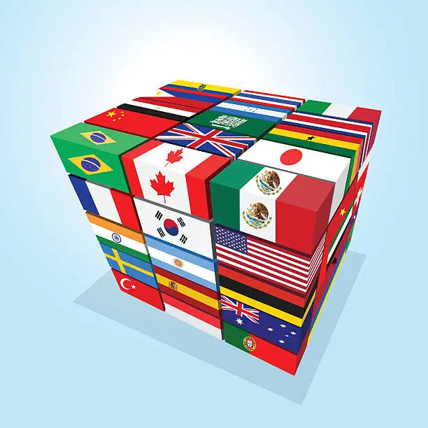 Vector illustration of Cube the nations flags