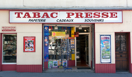 paris , France-september 7, 2015: French store that sells office supplies, souvenis,tabac and newspapers