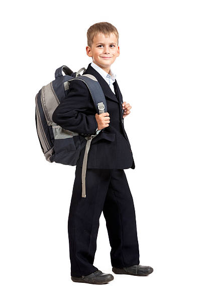 istock Schoolboy  isolated on a white background. 489082457