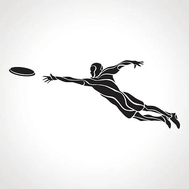 Vector illustration of Sportsman throwing frisbee. Vector illustration