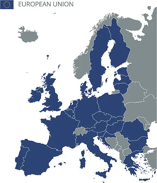 Vector illustration of The Map of European Union