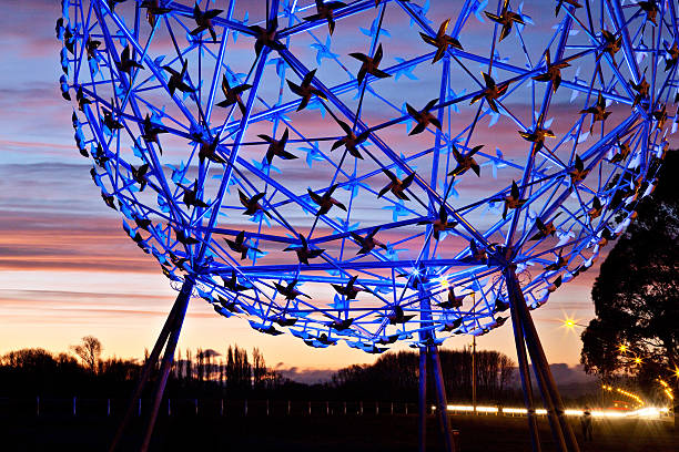 istock Fanfare At Sunset Lit Up By Blue Lights 489083858