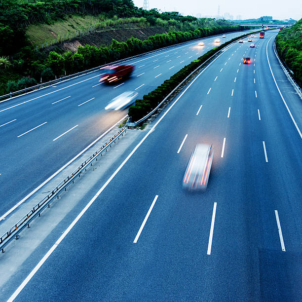 istock Speeding truck on highway 489084440