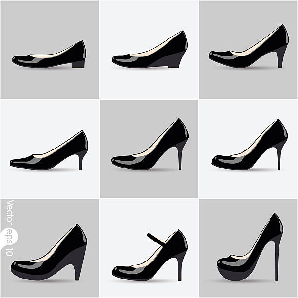세트마다 여성용 신발도, 발뒤꿈치 - group sex stock illustrations