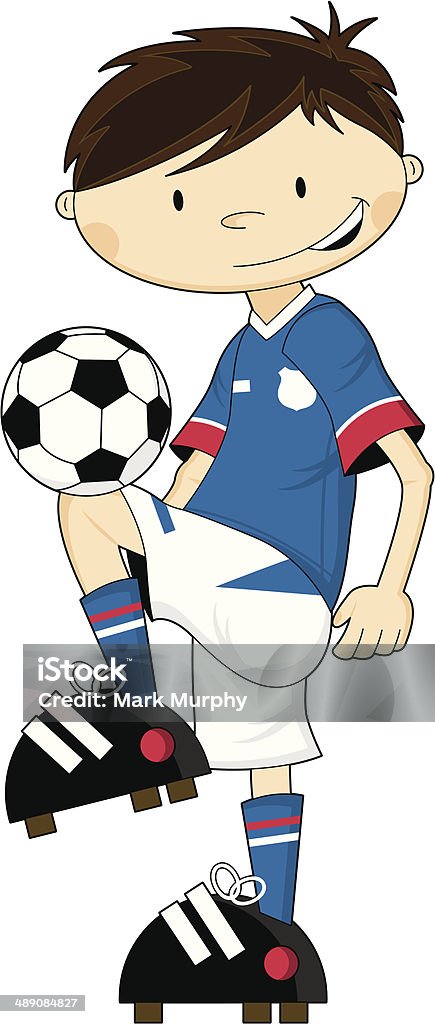 Personnage de dessin animé de garçon de Football - clipart vectoriel de Activité de loisirs libre de droits