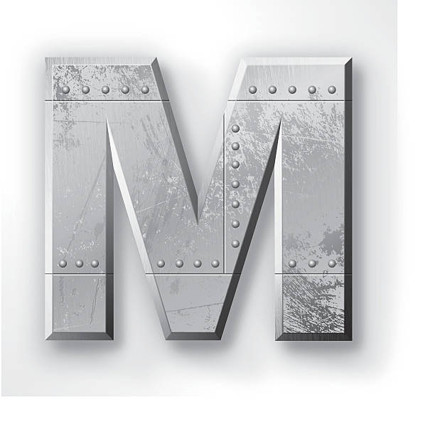 금속 알파벳 m - letter m alphabet three dimensional shape metal stock illustrations