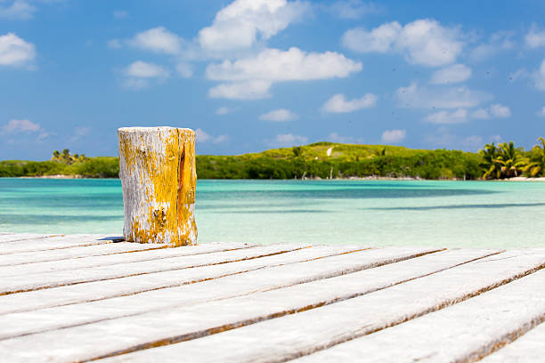 istock Wooden pier on tropical island 489085945