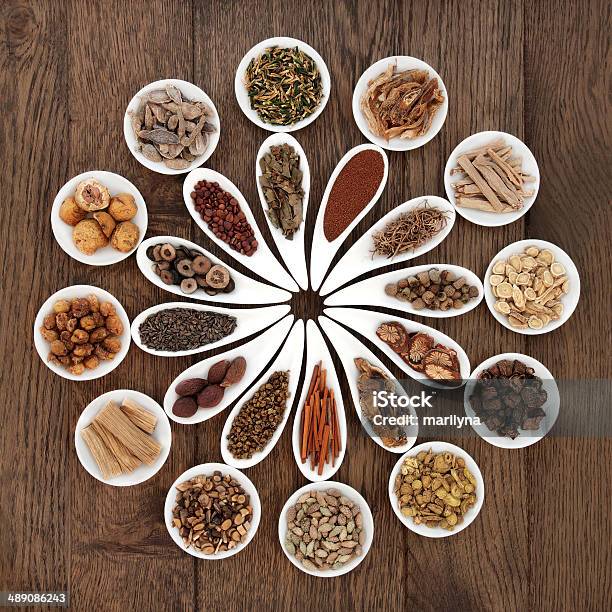 Chinese Herbal Medicine Platter Stock Photo - Download Image Now - Alternative Medicine, Asian Culture, Bowl