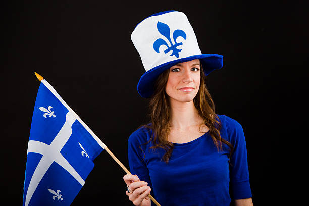 Quebec girl young girl sovereignist with hat st jean saint barthelemy stock pictures, royalty-free photos & images