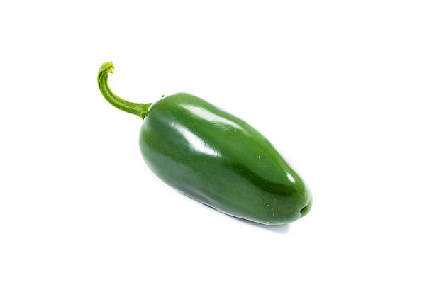istock Green jalapeno chili hot pepper on white background 489086542