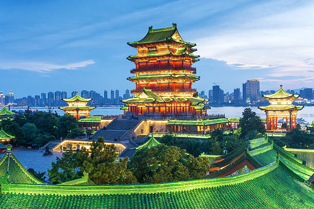 istock nanchang tengwang pavilion at night 489086796
