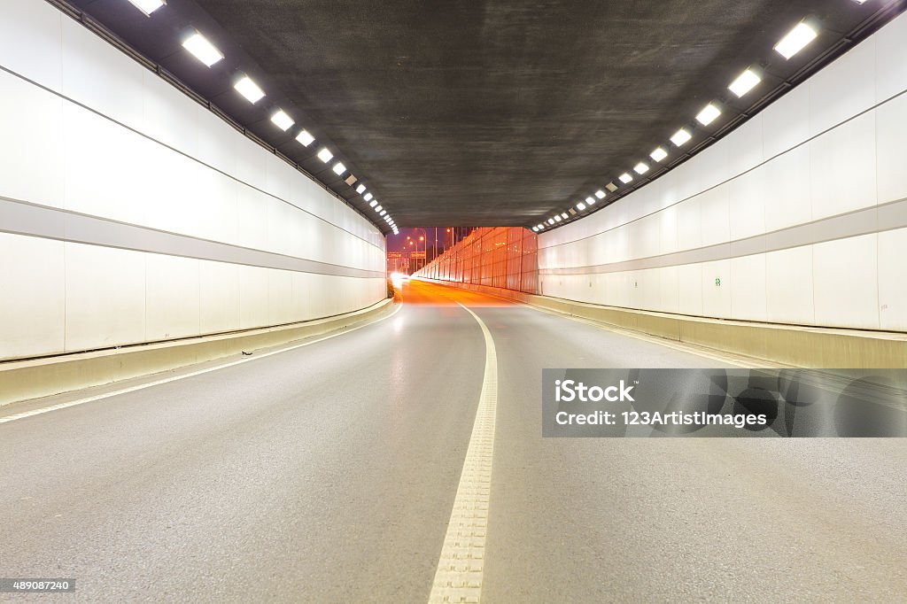 City tunnel road viaduct of night scene City tunnel road viaduct streetscape of night scene 2015 Stock Photo