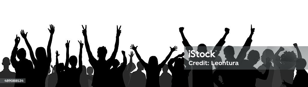 Crowd Crowd silhouette. Cheering stock illustration