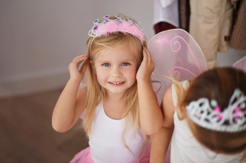 Cropped shot of little girls wearing fairy princess costumes