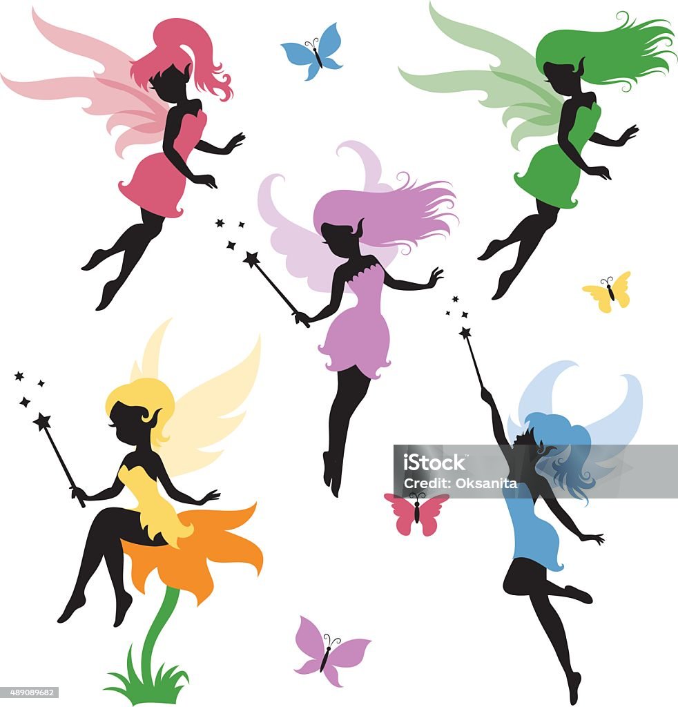 Fairy. Collections of vector silhouettes of a fairy. Fairy stock vector