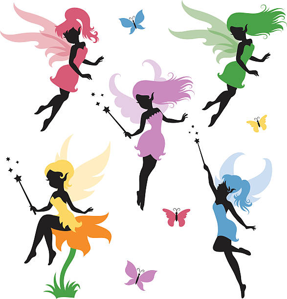 Fairy. Collections of vector silhouettes of a fairy. fairy stock illustrations