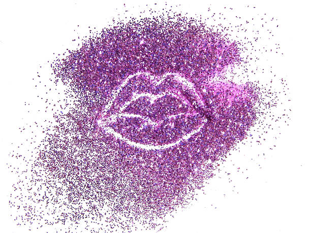 istock Lips of pink glitter sparkle on white background 489111952
