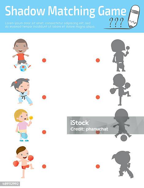 Shadow Matching Game For Kids Stock Illustration - Download Image Now - 2015, Boxing - Sport, Boys