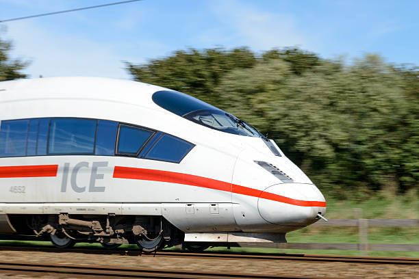ICE High Speed Train Zevenaar, The Netherlands - September 10, 2015: Approaching German high speed ICE train on the Amsterdam-Cologne line. deutsche bahn stock pictures, royalty-free photos & images