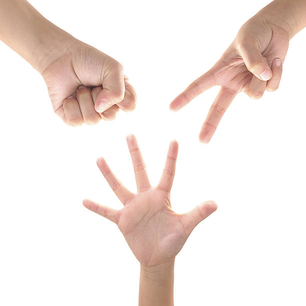 rock papel scissors. criança mão - thumb stones imagens e fotografias de stock