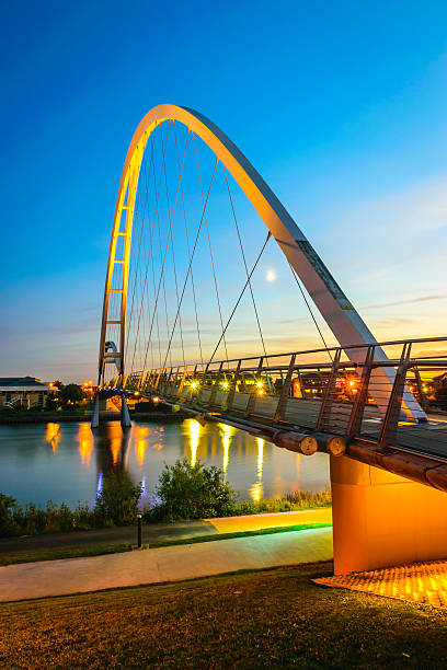 Infinity Bridge at night In Stockton-on-Tees, UK Infinity Bridge at night In Stockton-on-Tees, UK teesside northeast england stock pictures, royalty-free photos & images