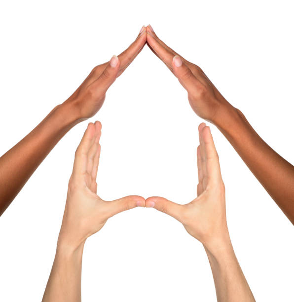 istock House made of hands isolated on white background. 489113916