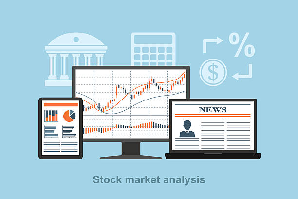 stock market analyse - stock exchange chart stock market investment stock-grafiken, -clipart, -cartoons und -symbole