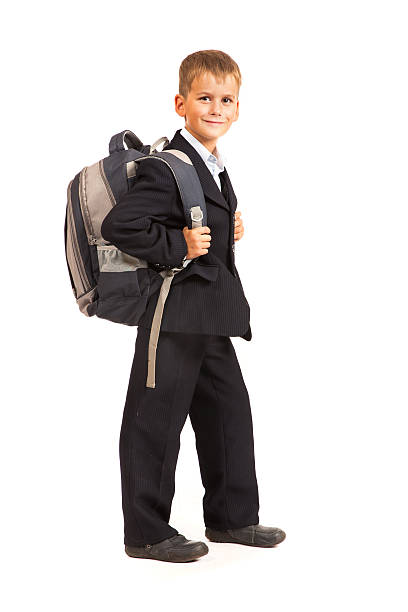 istock Schoolboy  isolated on a white background. 489117915