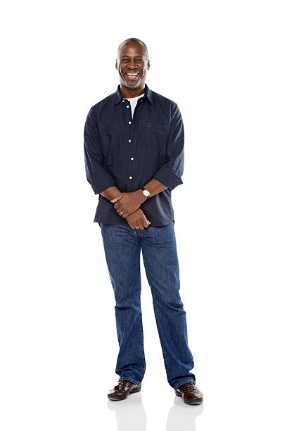 istock Mature african man standing comfortably on white 489118073