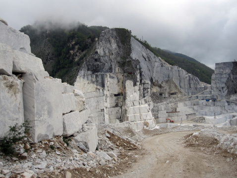 Marble quarry in the mountains of Carrara, Italy. These mountains are the origin of the so called \