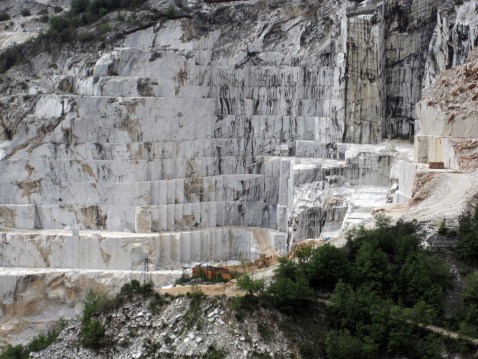 Marble quarry in the mountains of Carrara, Italy. These mountains are the origin of the so called \