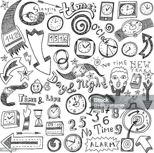 Time Doodles Stock Illustration - Download Image Now - Alarm Clock, Alarm, Clock