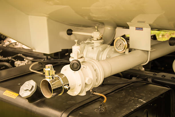 istock valves at the rear of a fire engine 489121624