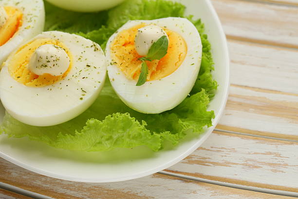 istock appetizer of boiled eggs with mayonnaise and spices 489121763