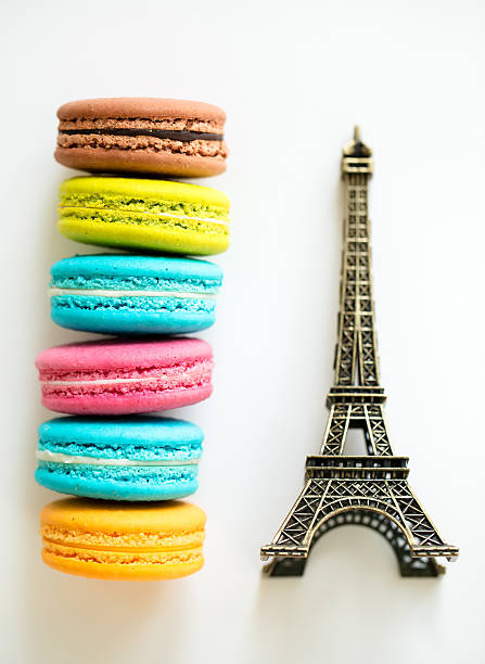 traditional french colorful macarons stock photo