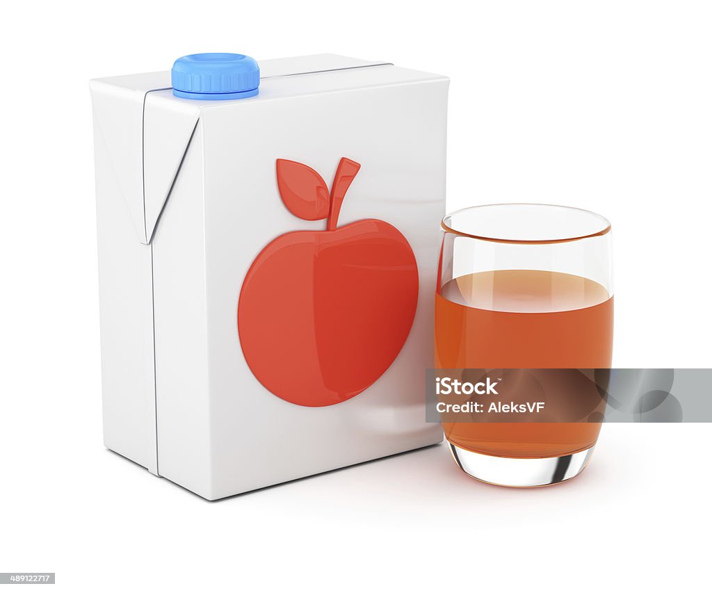 Paket mit Saft und Glas - Lizenzfrei Digital generiert Stock-Foto