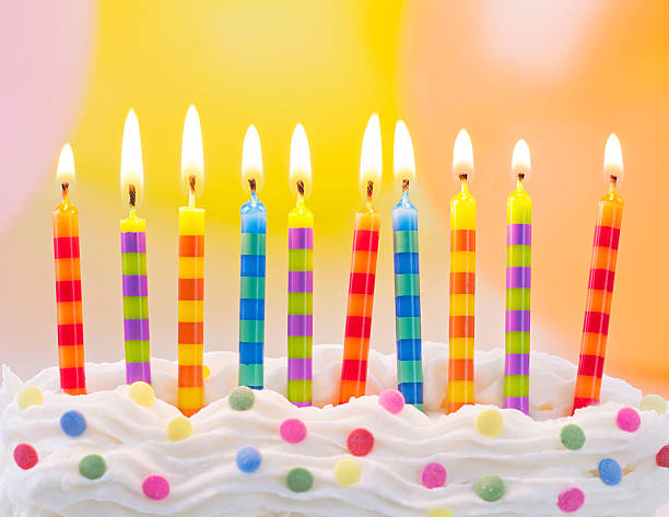 Birthday candles Birthday candles on colorful background 10 balloon stock pictures, royalty-free photos & images