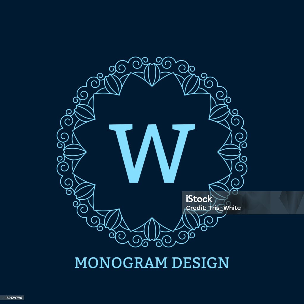 Blue Simple Monogram Vector Illustration Of The Linear Blue Monogram Stock Illustration ...